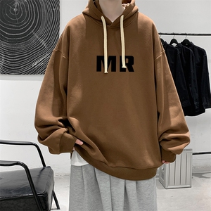 WY2253-P35 加绒款-P40 纯棉连帽卫衣男大码运动帽衫宽松薄外套男图片