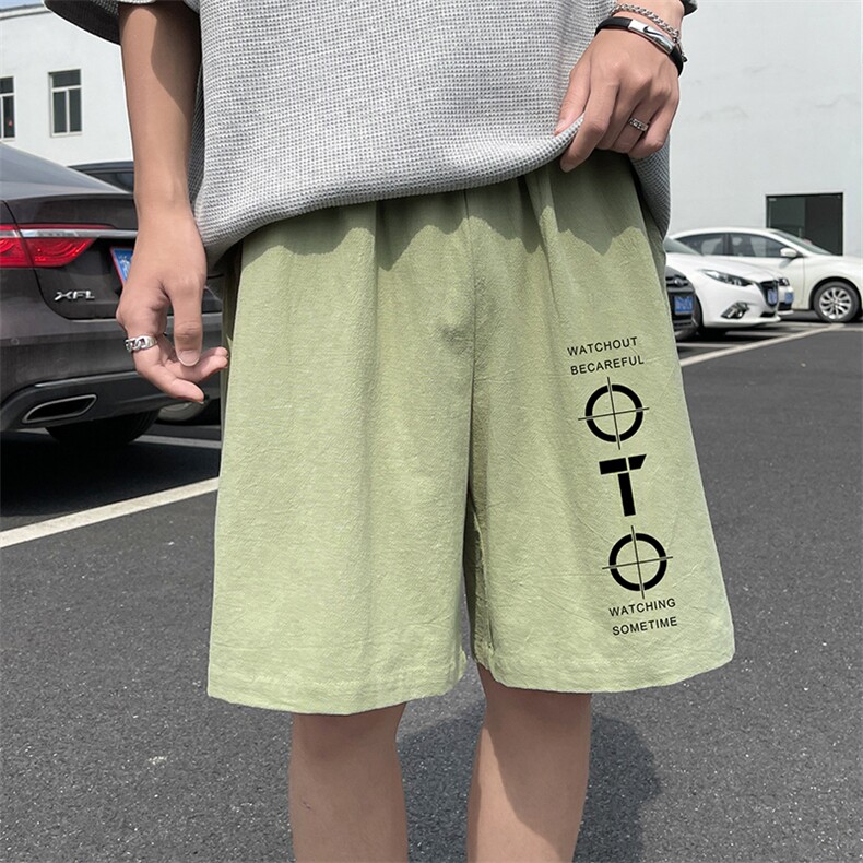 YD33114-P25港风潮牌亚麻短裤男大码棉麻五分裤男中裤沙滩裤,男装休闲裤,电商A040
