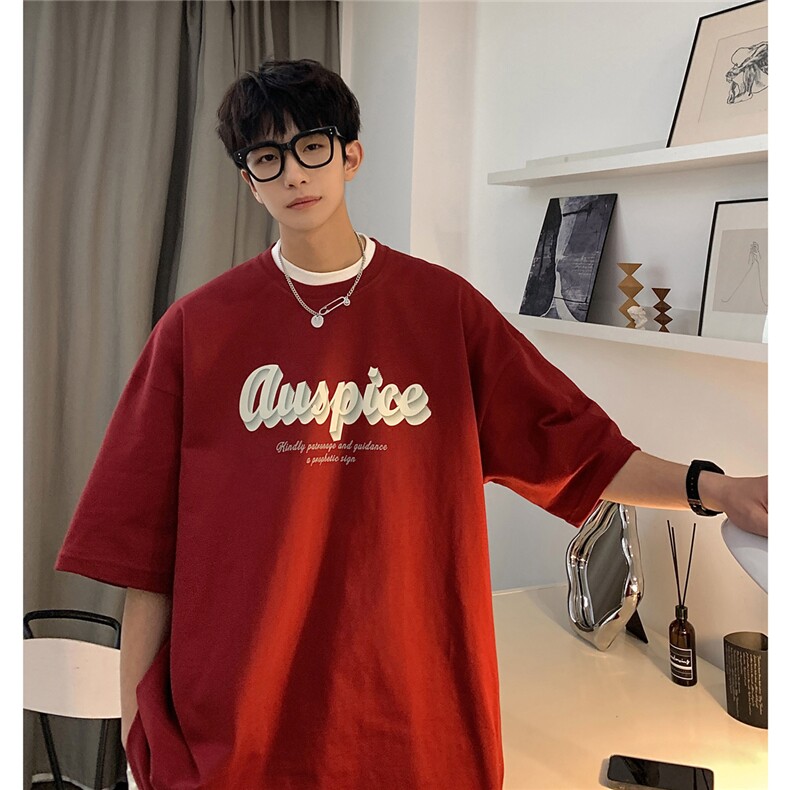 抖音现货供应2023新款260克纯棉白墨立体印花A158-T69-P28控48,男装T恤,电商A158