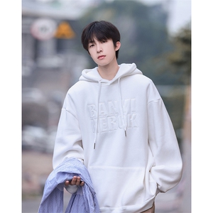QC5208-TP45控价68 贴布绣卫衣男秋季港风连帽卫衣青少年外套男图片