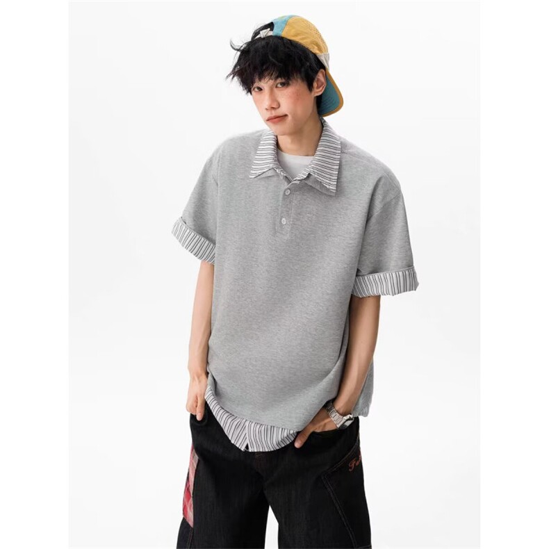 1506-1/TLD9021/P43翻领短袖polo衫男潮牌夏季t恤韩版修身百搭,男装T恤,星座1506-1