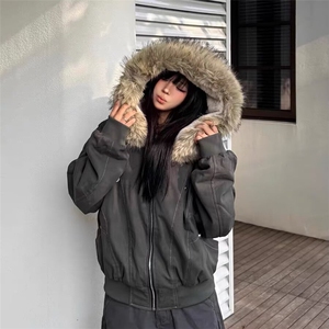 2025美式座山雕加绒棉服外套男女冬季毛领连帽棉衣MF351-P103图片