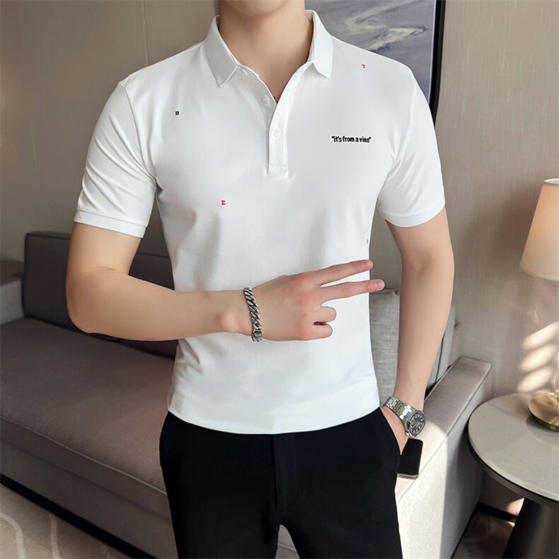 2024夏季新款英伦风高品质修身刺绣POLO衫冰丝短袖T恤男D257-p48,男装T恤,电商D303