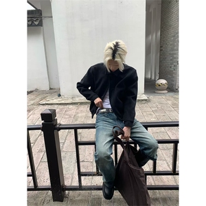 现货~秋冬新款呢子大衣正肩短款翻领男女夹克外套DY02-P95图片