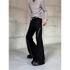 现货~小众解构金属拉链设计感西裤垂坠感微喇休闲裤男K317-特P48，男装西裤，星座1004-3