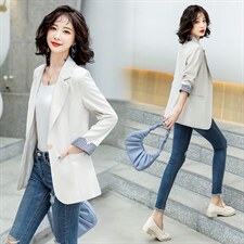 薄款一粒扣纯色时尚气质职业装韩版简约西装2024，女装西装，一安秀