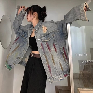 DJK8864-P68抖音质量潮牌牛仔外套春秋美式拉链夹克外套-网图现货图片