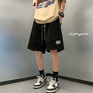 墨绿色短裤男款夏季薄款美式复古篮球运动中裤宽松直筒休闲五分裤图片