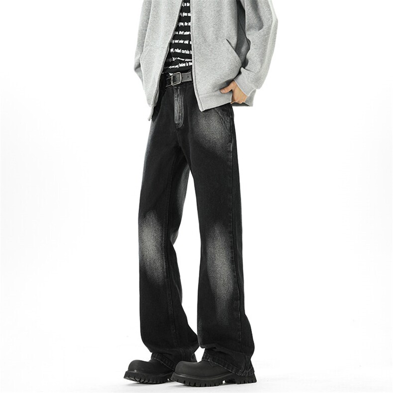 春季美式ins高街hiphop重工艺扎染水洗直筒牛仔裤货号K2596P55，男装牛仔裤，电商A063