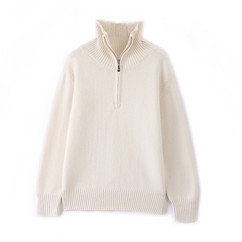 2025年秋季新款百搭女士高领拉链长袖拉链羊绒衫，女装羊绒衫，仙姿羊绒