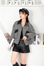 现货-粗纺棋盘格拼接小外套，其它，依歌贝诺