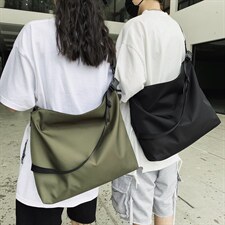 0535新款纯色尼龙港风潮牌大容量男女单肩包复古百搭斜挎包，鞋类箱包男包，星座510A-2