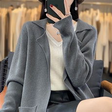 2025年秋季新款长袖大衣开衫时尚百搭，女装针织衫/毛衣，贝美羊绒
