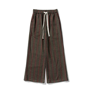 秋冬 大码风加厚毛呢直筒裤条纹休闲裤日系阔腿裤 K245/P75图片