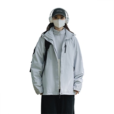 冬季三合一外套日系连帽男装青年夹克户外防水冲锋衣外套6152-P90，男装夹克，星座1403A