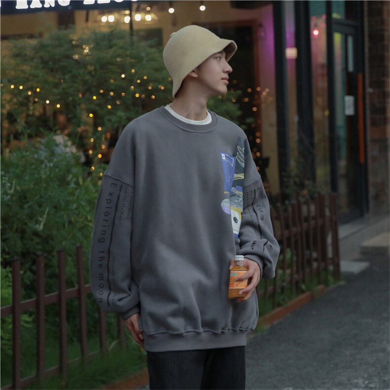 圆领港风卡通印花宽松男女卫衣cityboy大码202-8-W113-P45-控78,男装卫衣,星座222-2（原202-8）