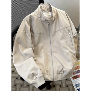 745-P54 2025新款美式高街立领工装飞行员夹克男潮牌拉链设计感图片