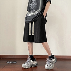 抖音品质夏季舒适透气冰丝裤宽松波浪短裤B315-K23318-P35控48，男装休闲裤，电商B315
