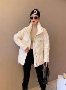 【现货】新款冬季白鸭绒宽松短款立领羽绒服图片