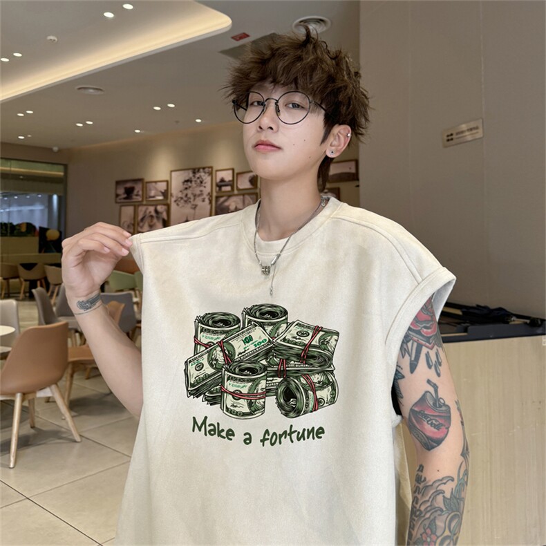麂皮绒背心坎肩男T恤美式港风潮JB457-特P19控38图片