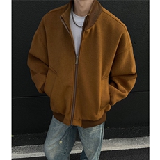 绒毛呢立领飞行服夹克冬季美式夹棉加厚外套高质量棉衣895p115，男装夹克，电商A458A