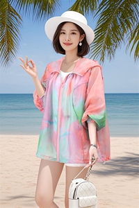 2026春夏新款印花轻薄时尚防晒衣宽松大版大码女外套B25697图片