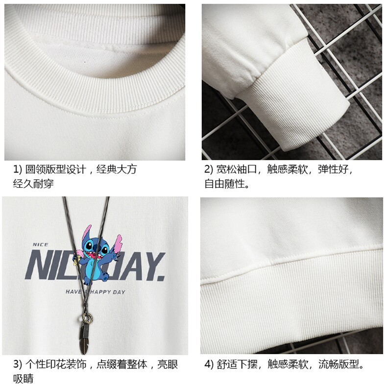 S6173-P28加绒款-P33秋季圆领卫衣男大码韩版宽松长袖外套网格,男装卫衣,电商A040A