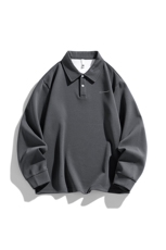 上新秋季翻领卫衣男POLO衫复古日系慵懒宽松休闲轻奢潮81290-P55，男装Polo衫，星座1109