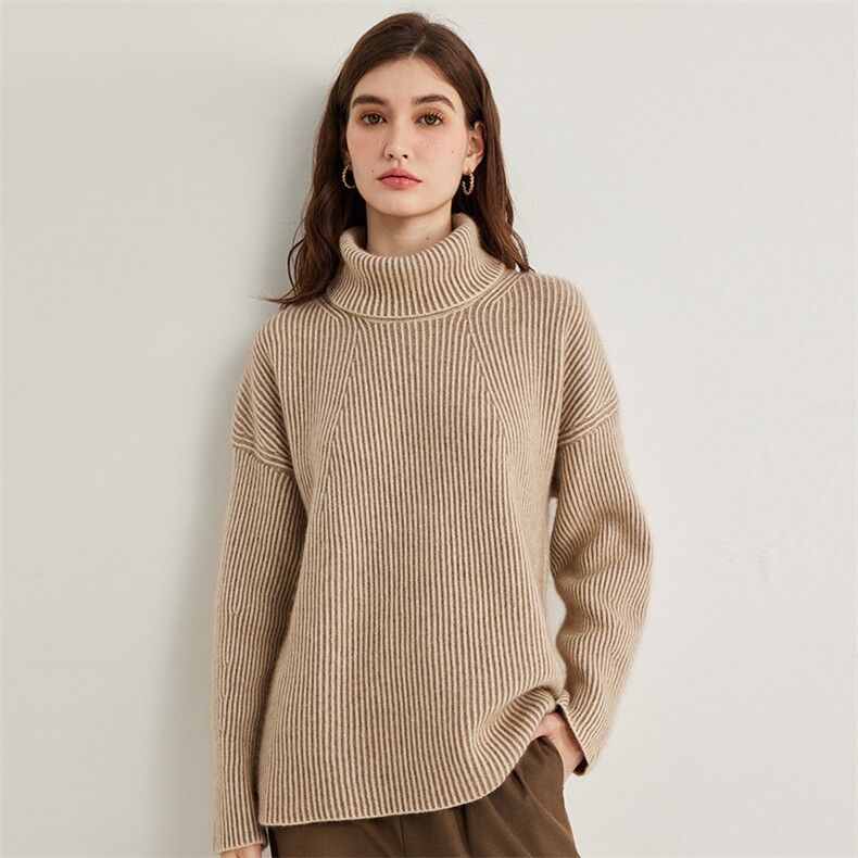 巨好看！重磅高领秋冬羊绒衫女内搭宽松慵懒套头羊毛加厚打底毛衣，女装羊绒衫，隆秋羊绒