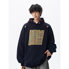8XL-M美式复古小香风卫衣宽松连帽重磅外套刺绣加大码WY9109/P65，女装短外套，电商B238
