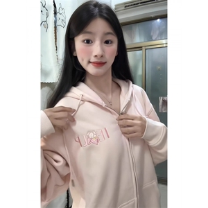 W10967-P60 网图现货 白金拉链原版做工华棉复合刺绣连帽卫衣图片