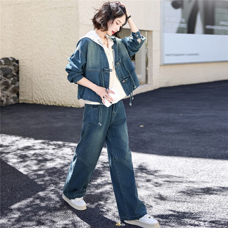 春装女2025年新款时尚套装新中式气质减龄休闲牛仔超火三件套女装,女装套装/套裙,欣品汇