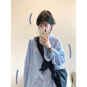 日系轻奢感格子衬衫外搭女春秋2025新款宽松休闲设计感小众长袖潮图片