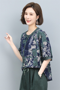 短袖上衣女夏2022新款圆领宽松显瘦印花T恤洋气小衫图片