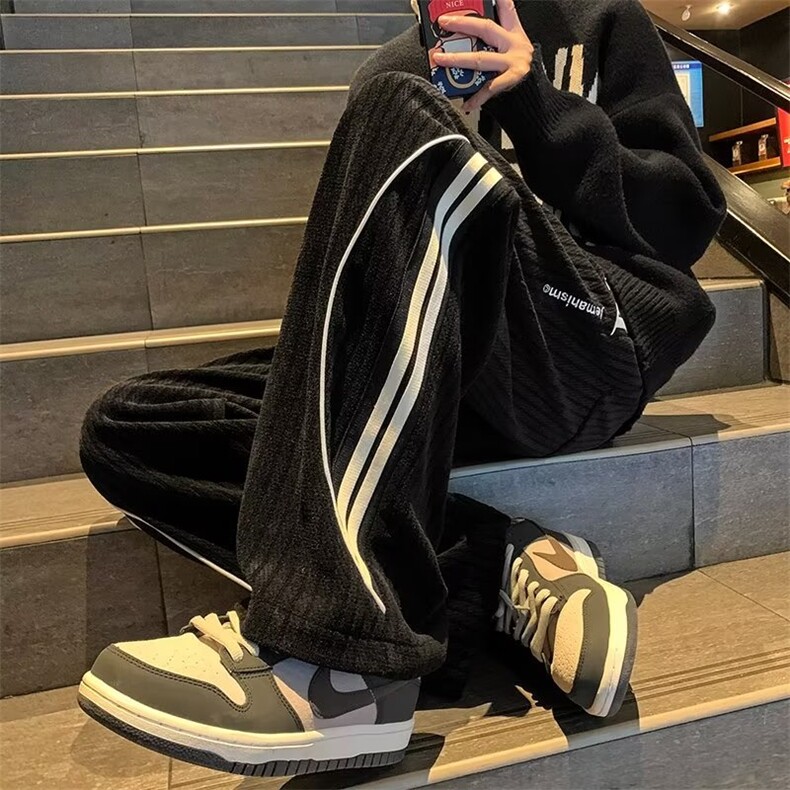 卫裤男潮牌新款宽松春秋季运动灯芯绒垂感裤子直筒休闲裤 K1120图片