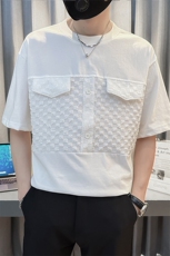 2025夏季新款男士T恤潮牌社会小伙短袖上衣非主流拼接901T17P58，男装T恤，星座901