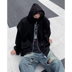 设计感连帽卫衣男小众设计感宽松垫肩长袖美式开衫外套WC400-P46图片