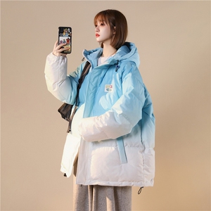 XZ-230-1MY12中性风宽松百搭扎染渐变休闲连帽加厚棉服P128控148图片