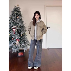 美式cleanfit飞行夹克男女哈灵顿短款巴恩风工装外套LJK88966-P73，男装夹克，星座1008