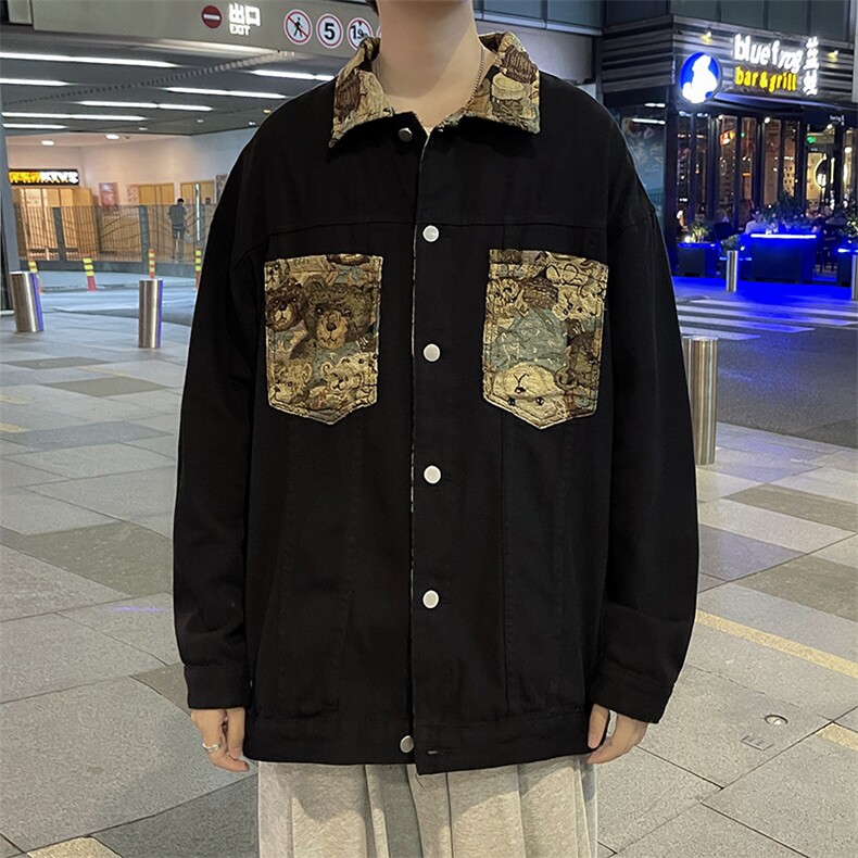 2023春季新款港风男士外套学生百搭刺绣拼接牛仔夹克JK820-P65,男装夹克,星座1103-3