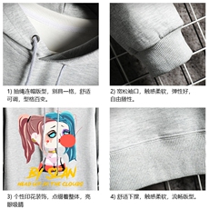 纯棉连帽卫衣男大码运动帽衫宽松薄小丑女网格WY2298-P35，男装卫衣，电商A040A