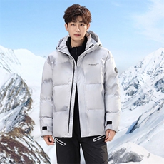 雪山防寒登山户外运动保暖加厚连帽短款男士白鸭绒羽绒服外套P210，男装羽绒服，星座1210A