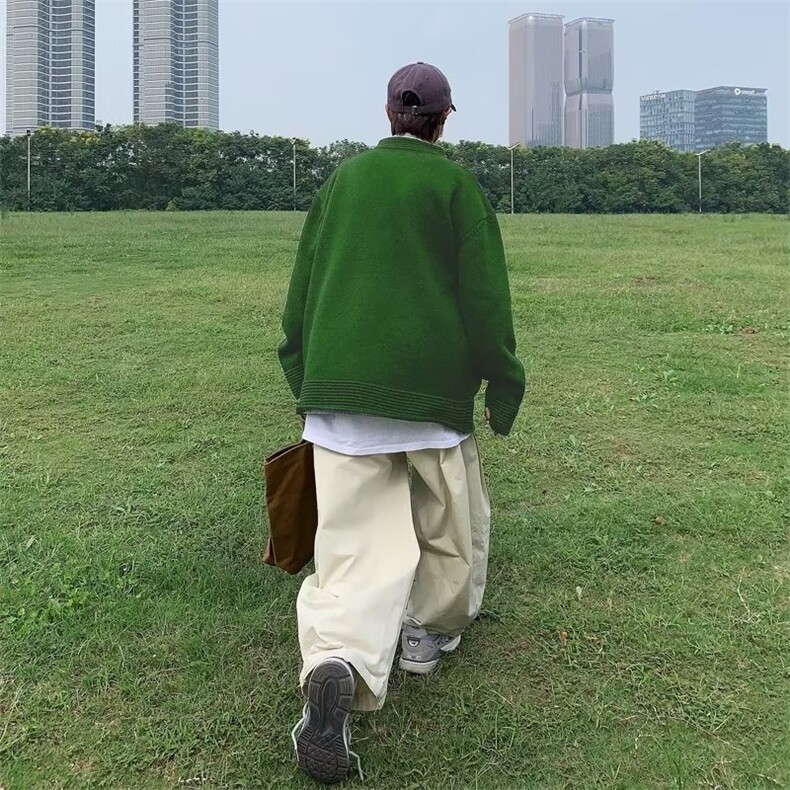 美式复古开衫毛衣男秋冬季纯色针织衫宽松休闲百搭简约外套,男装针织衫/毛衣,星座716-2