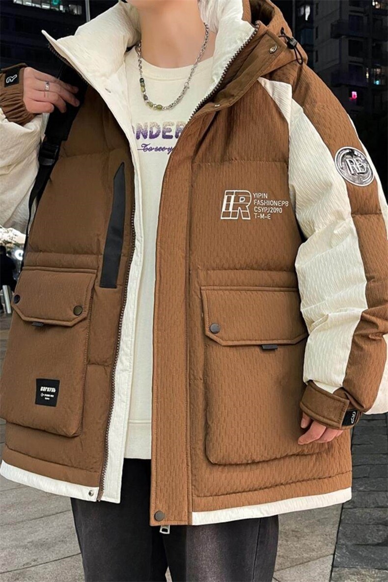 79012-特P258连帽羽绒服男款冬季加厚白鸭绒保暖潮牌宽松外套,男装羽绒服,电商D310B