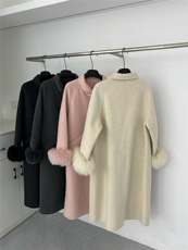 【依嘟】2025秋冬新款狐狸毛袖高级感羊毛外套(配可拆卸真狐，女装双面呢大衣，依嘟服饰