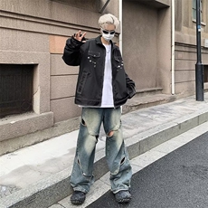 美式设计感垫肩外套男宽松休闲春秋季复古高级HY658-P63，女装短外套，星座1109-3