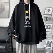 WY2141-P35纯棉连帽卫衣男大码运动帽衫宽松薄外套男，男装卫衣，电商A040