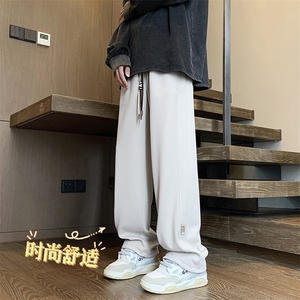 华夫格裤子男款春秋季港风潮牌直筒拖地运动裤 K933-特批32图片