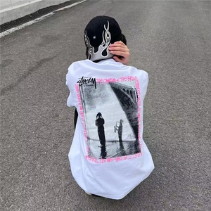 2025新款美式潮牌字母印花短袖T恤男款夏季ins潮牌宽松休闲上衣,男装Polo衫,四季星座505