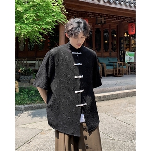 新中式衬衫男士韩版潮流痞子帅气文艺2024夏季ins外套CY763-P39图片